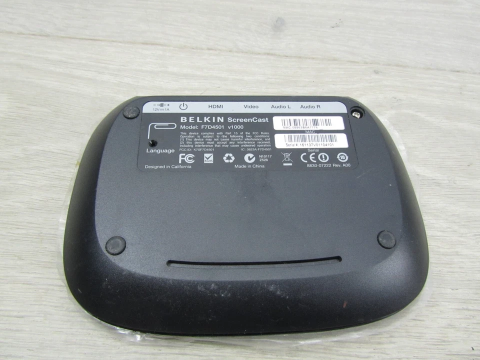 Adaptador de TV Belkin F7D4501 Screencast Pantalla Inalámbrica HDMI Probado Sin Cable de Alimentación Foto 3 de 3