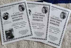 3 SMALL FLYERS " 4th ANNUAL CHRISTMAS WITH THE DONKEYS" PEACEFUL VALLEY DONKEY