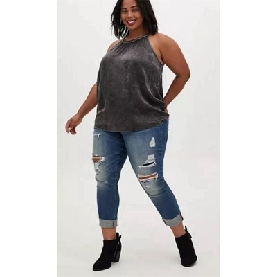 Torrid Plus Size Black Satin Charmeuse Goddess Neck Tank Top Size 2 