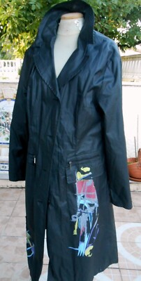 L 33 Trenchcoat Imper schwarz Gr. 5 ( 44 46 ) innen Fleece neu eti.