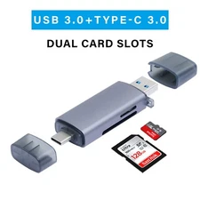 2 in 1 USB Dual Card Reader 3.0 SD & TF High-Speed Data Transfer for DSLR/PC/MAC