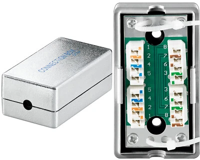 GOOBAY Cat.5e LSA Anschlussbox Netzwerk Kabel Verbinder LAN 2*RJ45 Verlängerung STP