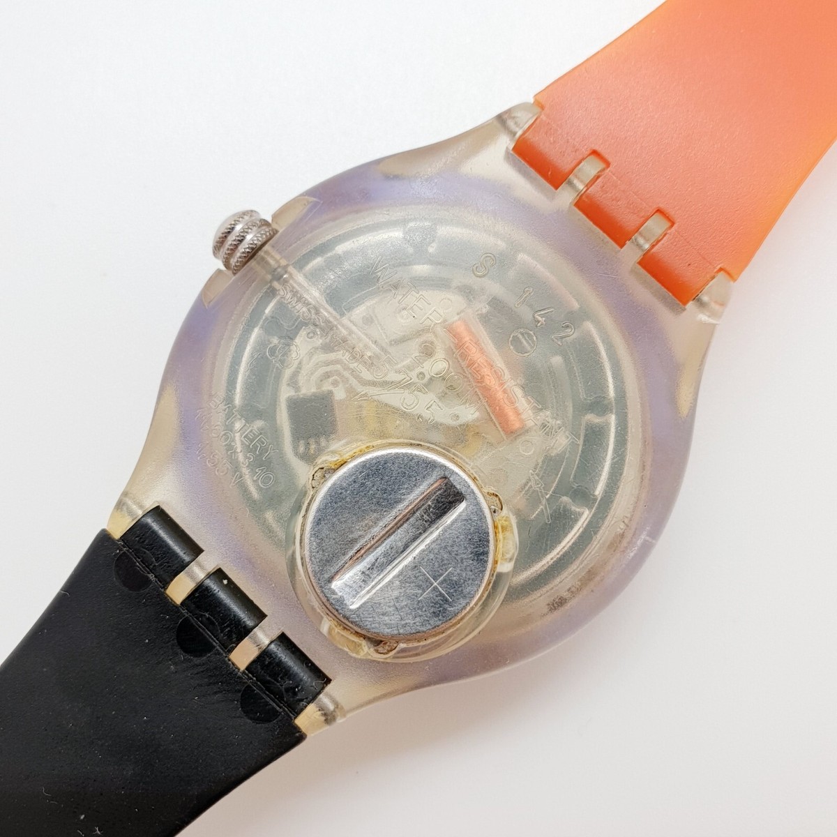 1990 Purple and Orange Swatch Scuba Skeleton Quartz Watch Swiss Made Wristwatch 1990 Purple and Orange Swatch Scuba Skeleton Quartz Watch  main image 3
