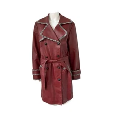 Vintage Speigel Women Double Breasted Leather OverCoat size 12