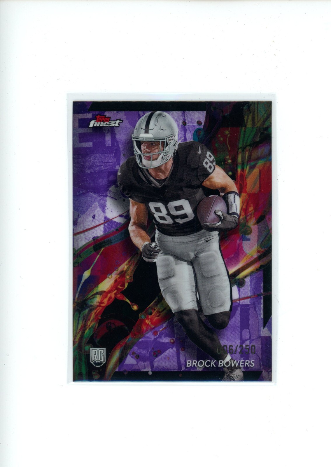2024 Topps Finest Brock Bowers #82 Rookie RC Common Purple Refractor 6/250