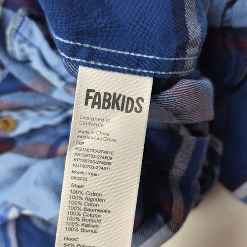 FabKids Boys Plaid Hoodie Blue Size Large (10/12) - Picture 9 of 9