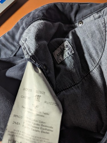 Armani Collezioni Pants Mens 40 x 28.5 Blue J15 Regular Fit Stretch Straight - Picture 6 of 10