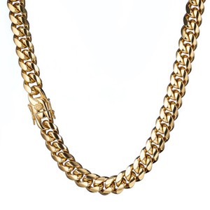 Authentic Miami Cuban Link Chain Necklace Bracelet 18k Gold Plated Stainless Steel 6-18mm