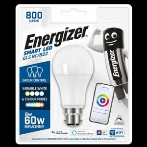 Energizer Intelligent B22 (BC) GLS-9W Couleur LED changement d'ampoule-Alexa-Google-Siri