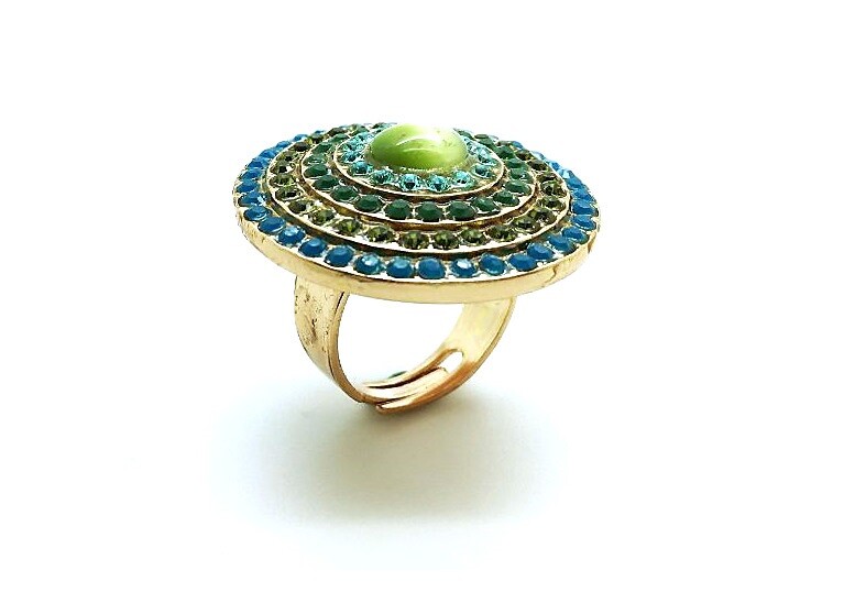 Mariana Woman Ring with Apple Green & Blue Swarovski Crystals  -image