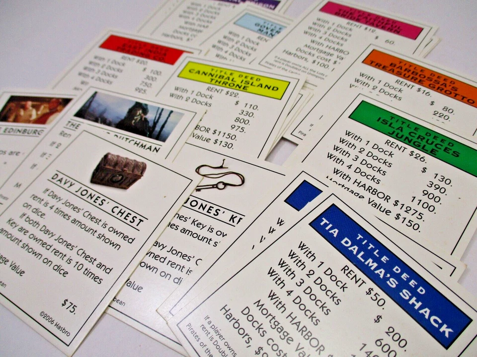 Monopoly Piratas Caribe Edición Coleccionista. Tarjetas brújula azteca DEEDS de repuesto Foto 4 de 4