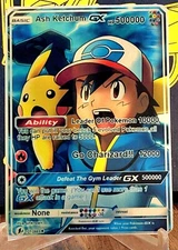 Pokemon Ash Kechum Anima Waifu Sexy Doujin  ACG DIY Trainer Full Art Card Holo