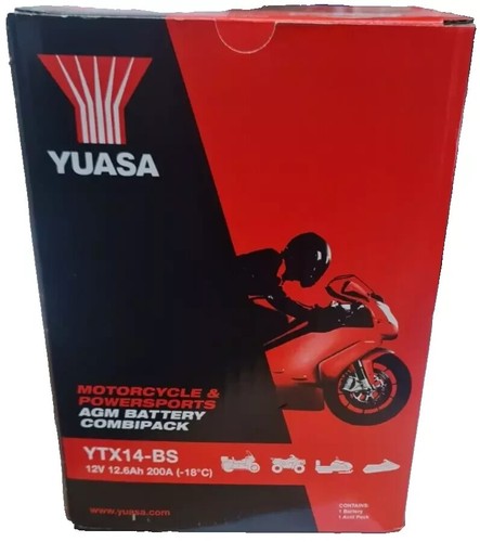 BATTERIA YUASA YTX14-BS AGM 12 V 12 Ah 200 SIGILLATA BMW F 800 GS GIA' ATTIVATA - Foto 2 di 4