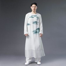 Men Retro Summer Chinese Style Ancient Costume Hanfu Male Long Coat Tang Suit