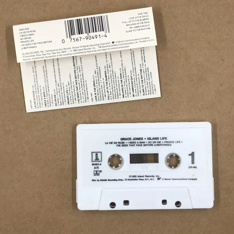 GRACE JONES Cassette Tape 80s New Wave ISLAND LIFE BEST OF SLAVE TO THE RHYTHM Foto 2 de 4