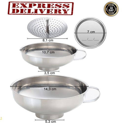 3 Pack Steel Canning Funnel Wide Mouth Stainless Steel Small Large With Strainer