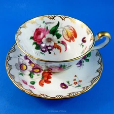 Striking Tulip Bouquet with Gold Edge Royal Chelsea Tea Cup and Saucer Set