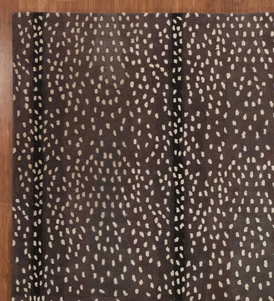 Alfombra Antílope Guepardo Animal Marrón Contemporánea Hecha a Mano Mechonada 100% Lana Foto 2 de 4