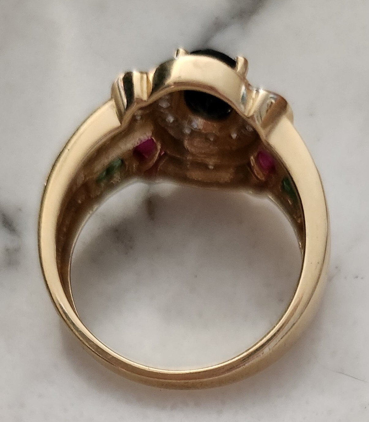 14K Solid Gold Oval Sapphire  Diamond Ruby Emeral… - image 11