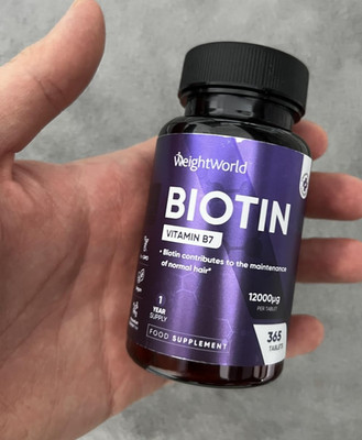 Biotin Tabletten - 365 Stück - 12000mcg Vitamin B7 - für Haar Haut Nägel - Vegan