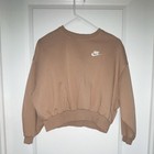 Nike Brown Pullover Sweatshirt Crew Neck Fleece Logo Embroidered Size Child L — photo 1