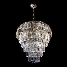 Tiered Round Crystal Chandelier Chrome 28"