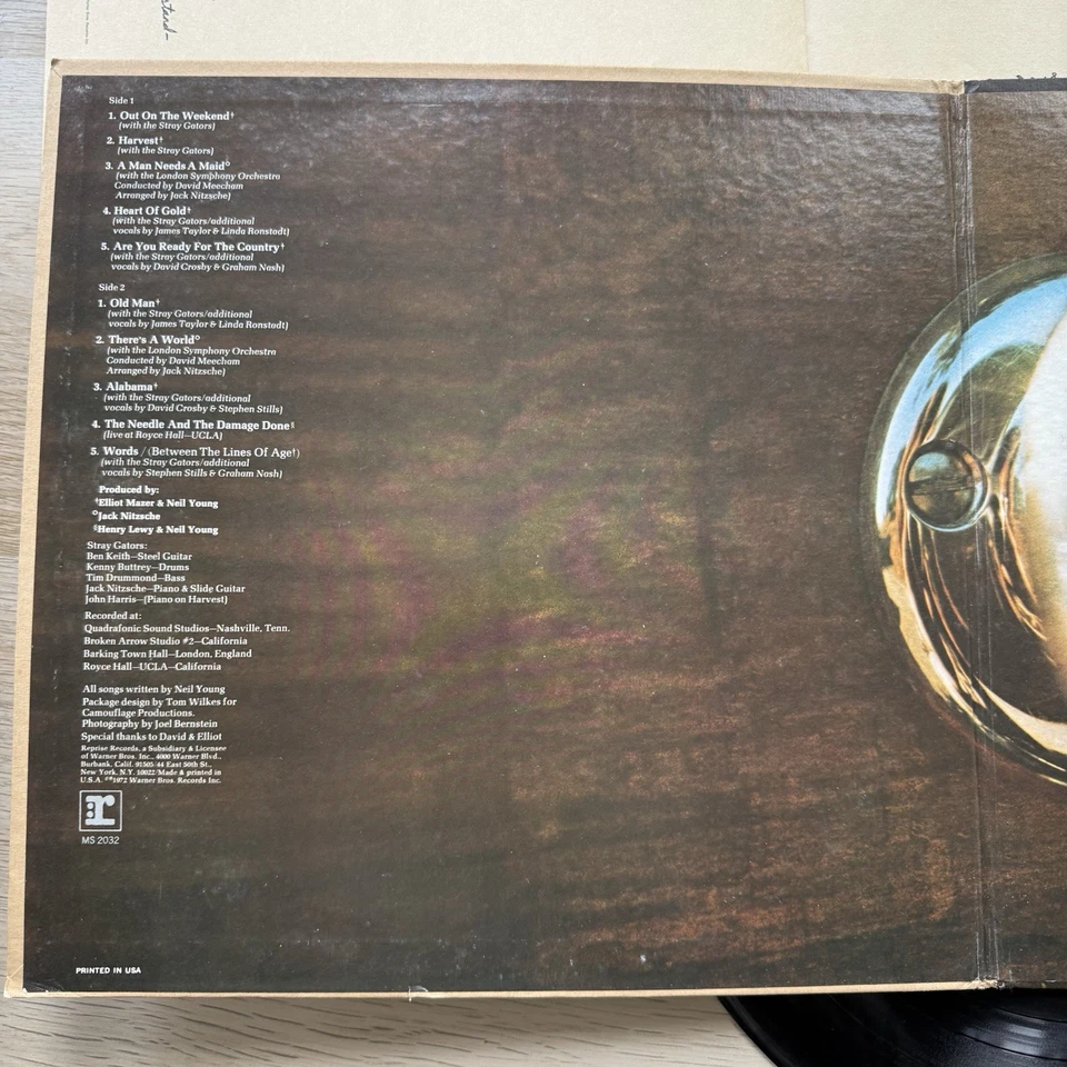 1970s Neil Young Harvest Vintage LP Complete VG+ Reprise +Lyric Book +Sleeve! Foto 3 de 4