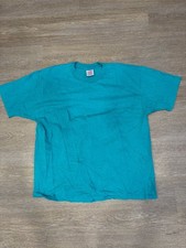 Vintage 90s Hanes Her Way Blank Teal T-Shirt