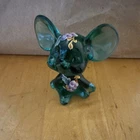 Vintage Fenton Glass Mouse Figurine Green Grapes Leaves Handpainted Signed Label