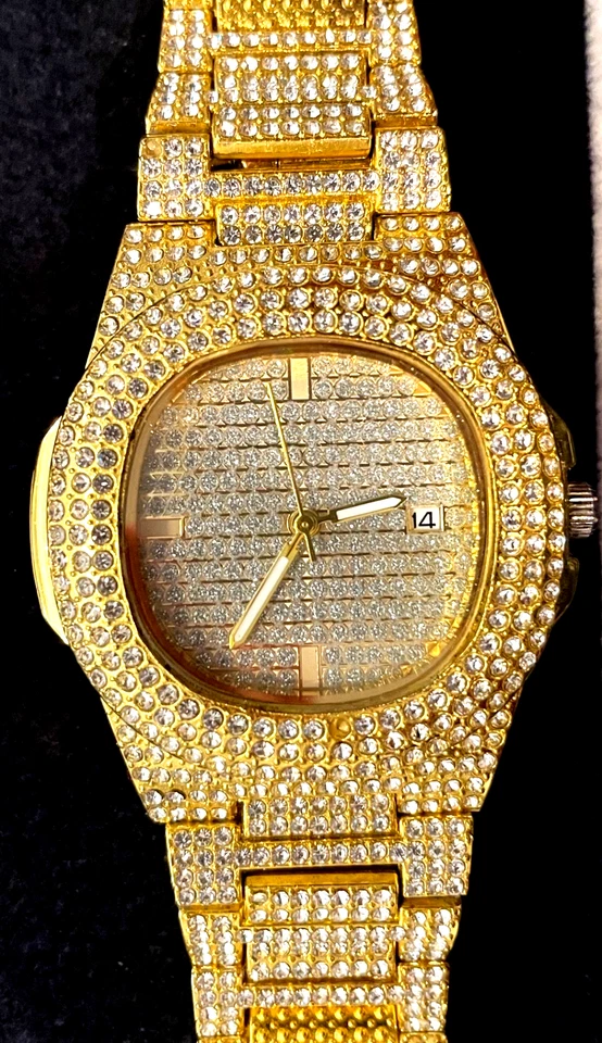 Halukakah Stargazer 18k Gold-Plated Iced-Out Watch w/Simulated Diamonds AWESOME - Image 2 of 4