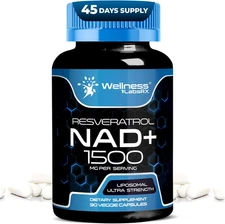 NAD Supplement, 1500Mg - USA Made Liposomal NAD+ Supplement with Resveratrol, NA
