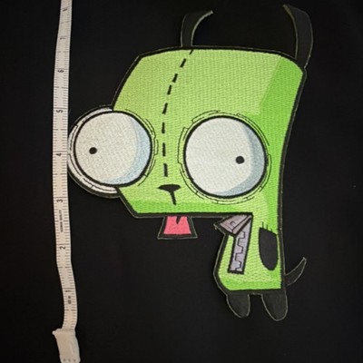 GIR Cartoon Character Embroidered Patch   Iron On   Large Green Black Xtra lar 