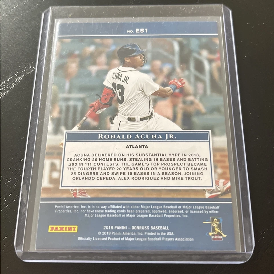2019 Panini Donruss Elite Series Pink Firework Ronald Acuna Jr #ES1 SP - Image 2 of 2