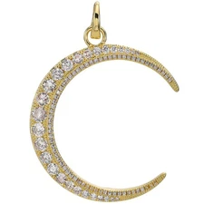 Kirks Folly Crystal Dream CZ Crescent Moon Open Ring Charm goldtone