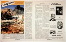 1944 Collier's Magazine Page Herbert Hoover Let's Go Fishin' WWII Era Vintage Ad