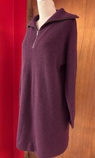 Burgundy Knit Dress Madewell 1/4 Zip Sz M 48” B Wool Poly Blend