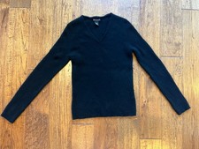 Daniel Bishop Women  s 100 Cashmere Sweater Size L Fitted Black Soft Stretchy