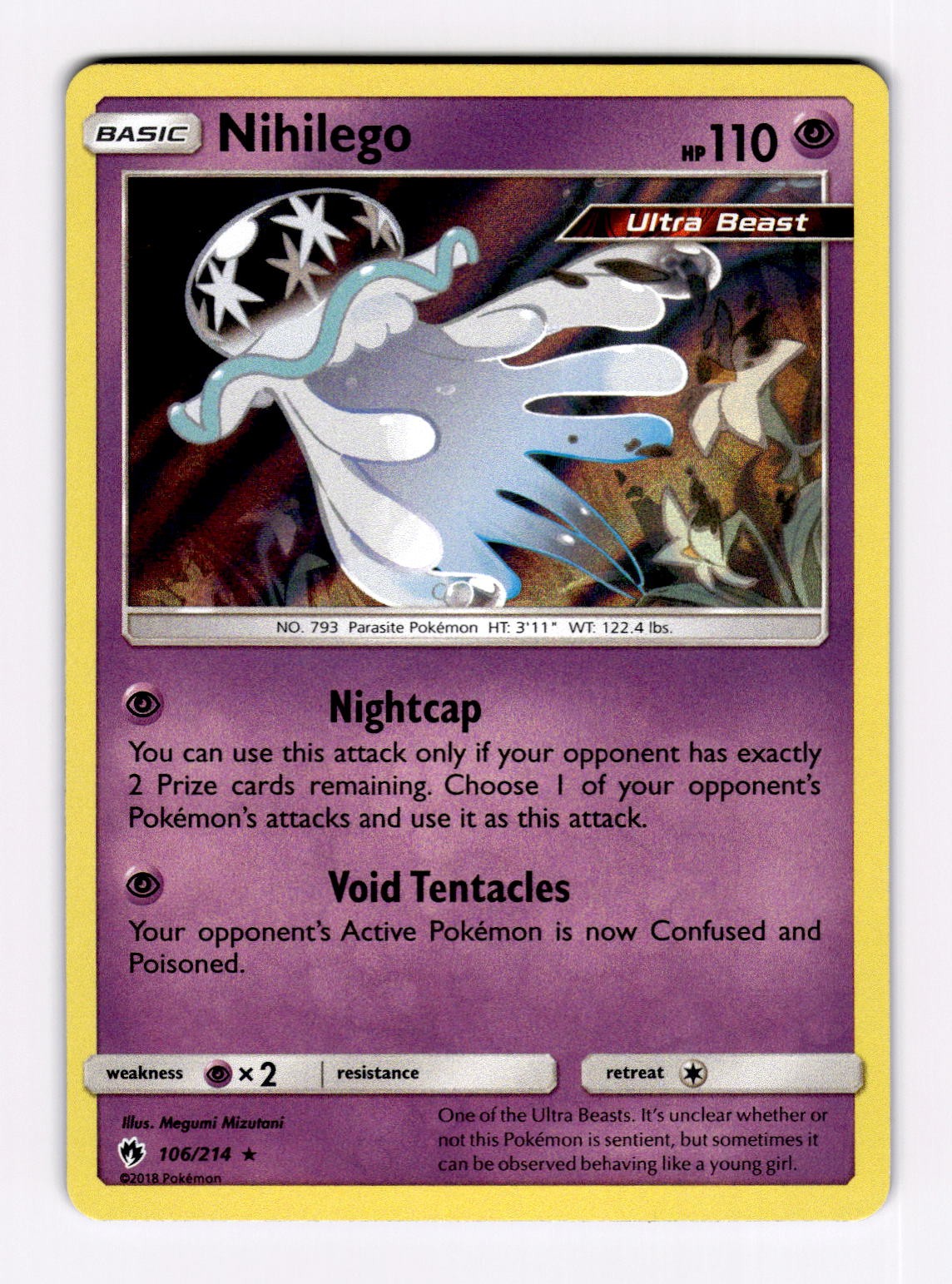 Nihilego 106/214 Holo Rare Lost Thunder Pokemon Near Mint