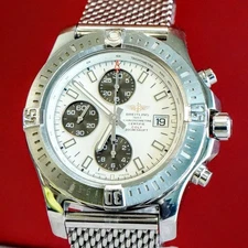 Breitling Colt Chronograph Automatic Watch A13388 Date 44mm ALL S.S. Mesh Band