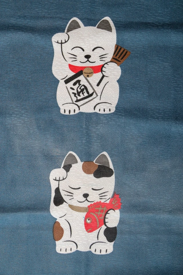 Japanese Maneki Neko Lucky Cats Design Noren Door Curtain  - Image 2 of 4