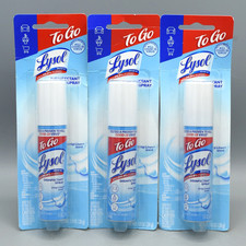 Lysol to Go Lot of 3 Disinfectant Spray Travel Size Crisp Linen 1 oz NEW SEALED