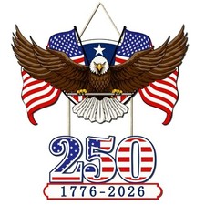 250th Anniversary America 4th of July Door Sign 1776-2026, Patriotic Wooden