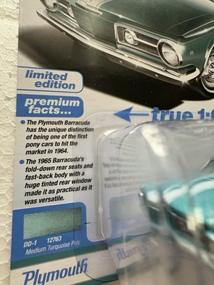 Auto World 1965 Plymouth Barracuda Formula S 1:64 Teal Ltd Edition