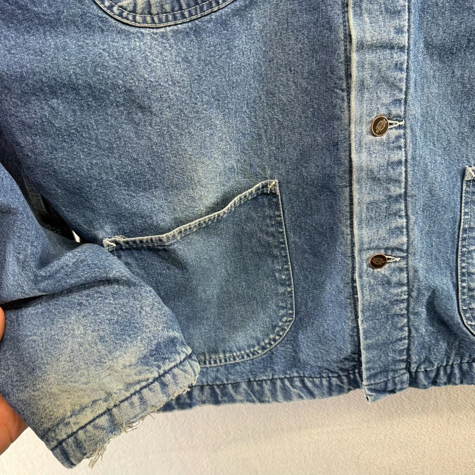 Abrigo Dickies Chore Vintage Para Hombre 2XL Azul Denim Desteñido Granero Pana Cuello Años 90 Foto 4 de 4