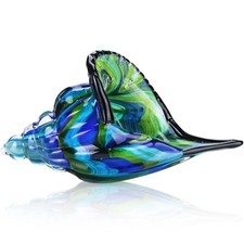 Glass Conch Statues, 8" Hand Blown Glass Seashell Art Figurine, Home Decor, C...