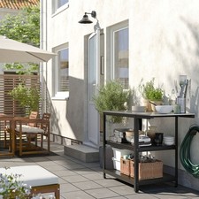IKEA GRILLSK&Auml;R side table, outdoor, 30x61 cm, black stainless steel/outdoor