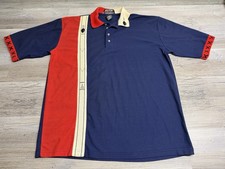 Hilton Bowling Polo Shirt Mens L Klenow's Market Colorblock Red Navy USA Made