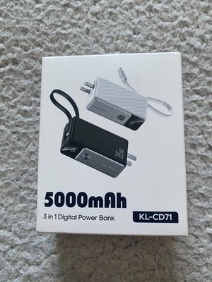 Kuulaa KL-CD71 5000mAh Type C USB Cable 3 in 1 Digital Power Bank - White