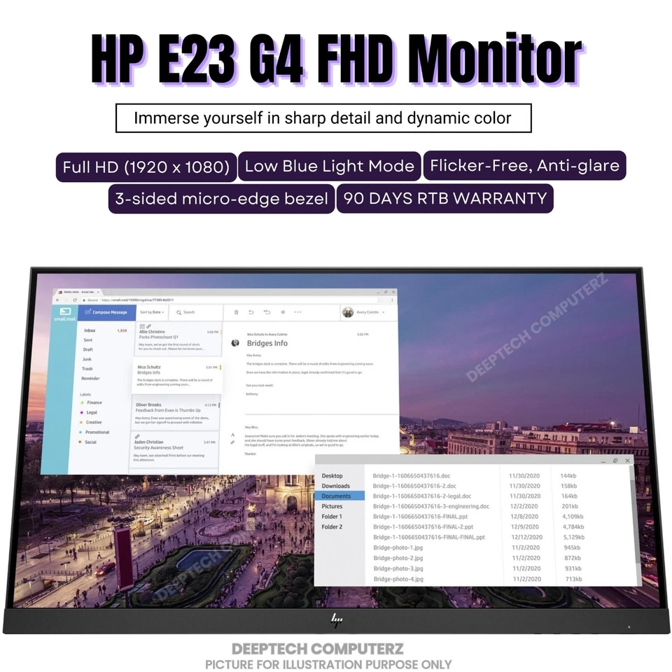 HP E23 G4 23" Monitor Borderless with NoStand/WithStand Dual,Tri Bundles - Image 2 of 4