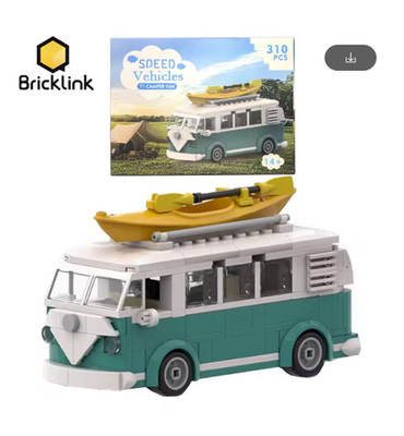 MOC VW T1 Camper Van Building Blocks City Camp Truck Toy Set